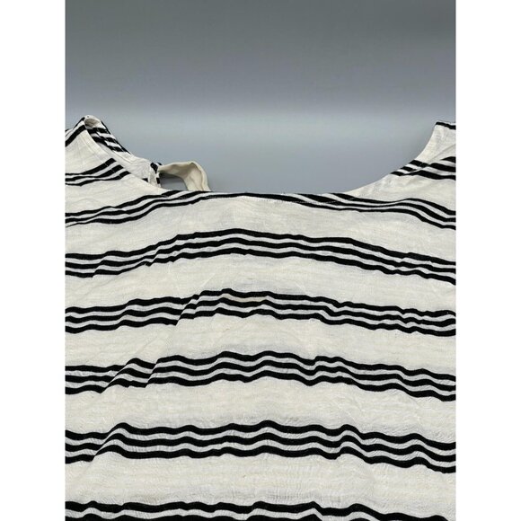 faith and joy 3/4 sleeve shirt striped ivory black button up sleeve small READ - Picture 8 of 15